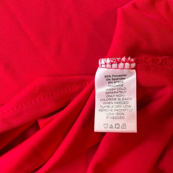Susan Graver Women Blouse size XL Short Sleeve Crew neck Stretchy High Low Red - Picture 6 of 7